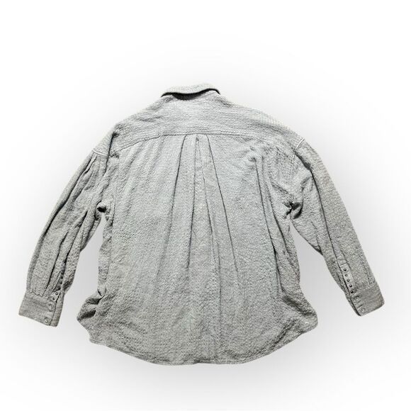 We The Free Oversized Button Down Top Women's Small Ice Blue Happy Hour Shirt - Picture 2 of 8